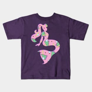 Rad 90s Pattern Mermaid Kids T-Shirt